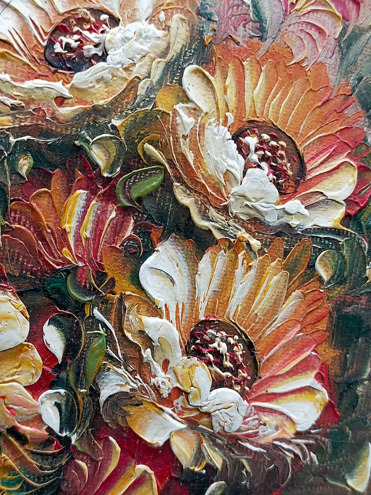 Gemälde Öl auf Leinwand – Blumenstillleben signiert Simbari