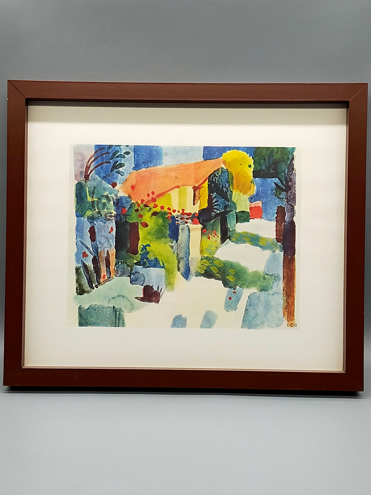 Deutsche Schule (XX) – Gartenansicht mit Haus Expressionistische Landschaft