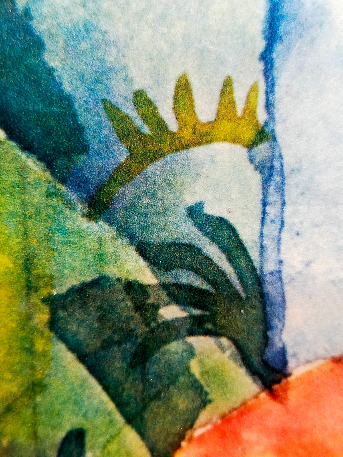 Deutsche Schule (XX) - Abstraktes Haus im Garten - Farbige Lithographie