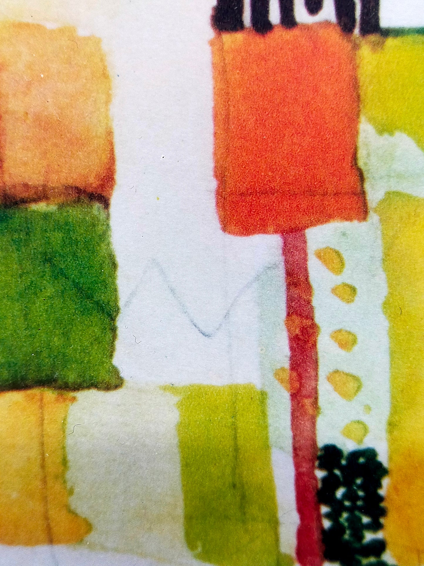 Deutsche Schule (XX) - Abstraktes Haus im Garten - Farbige Lithographie