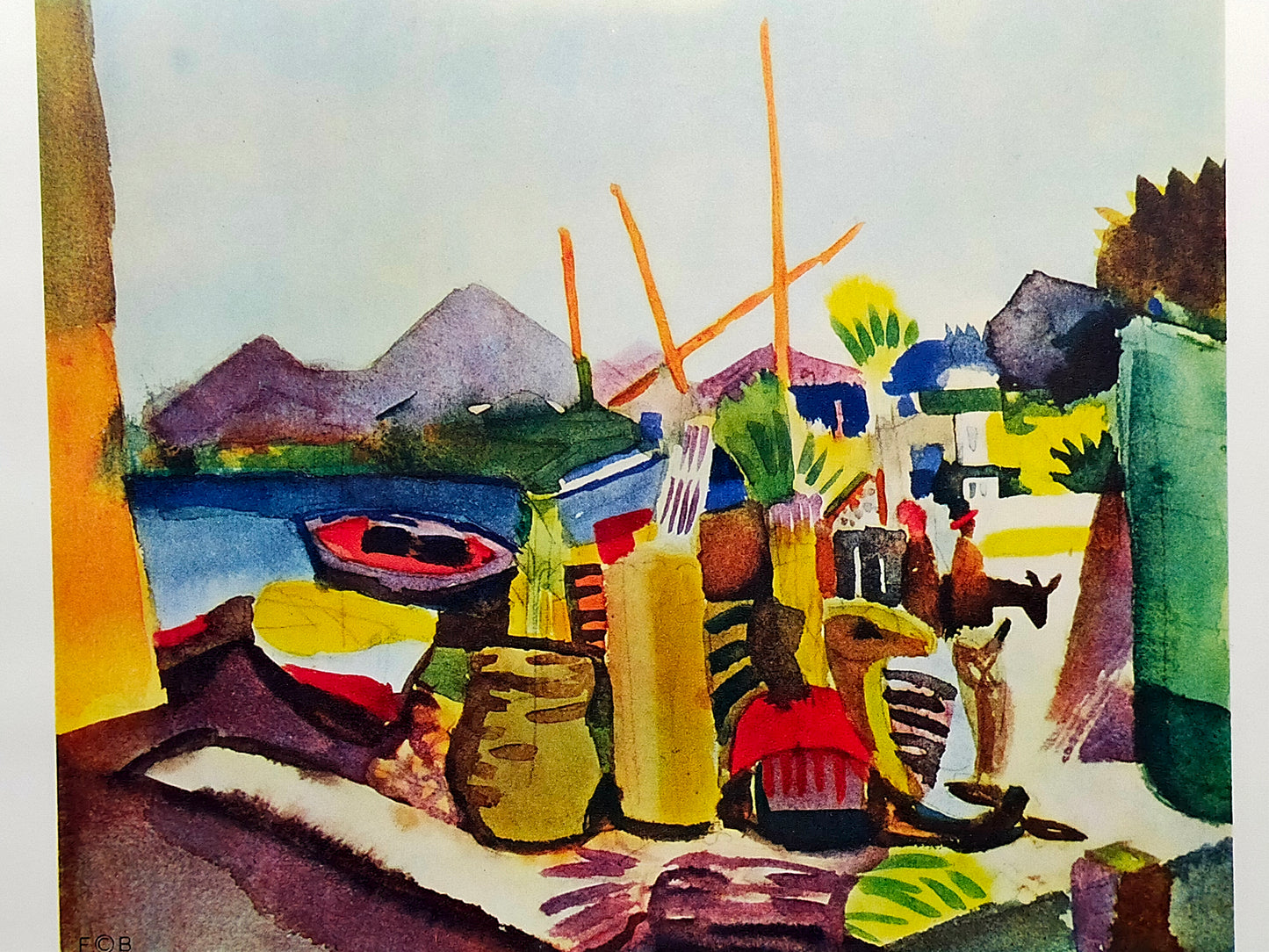 Deutsche Schule (XX) Expressionistische Hafenlandschaft Lithographie