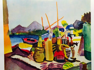 Deutsche Schule (XX) Expressionistische Hafenlandschaft Lithographie