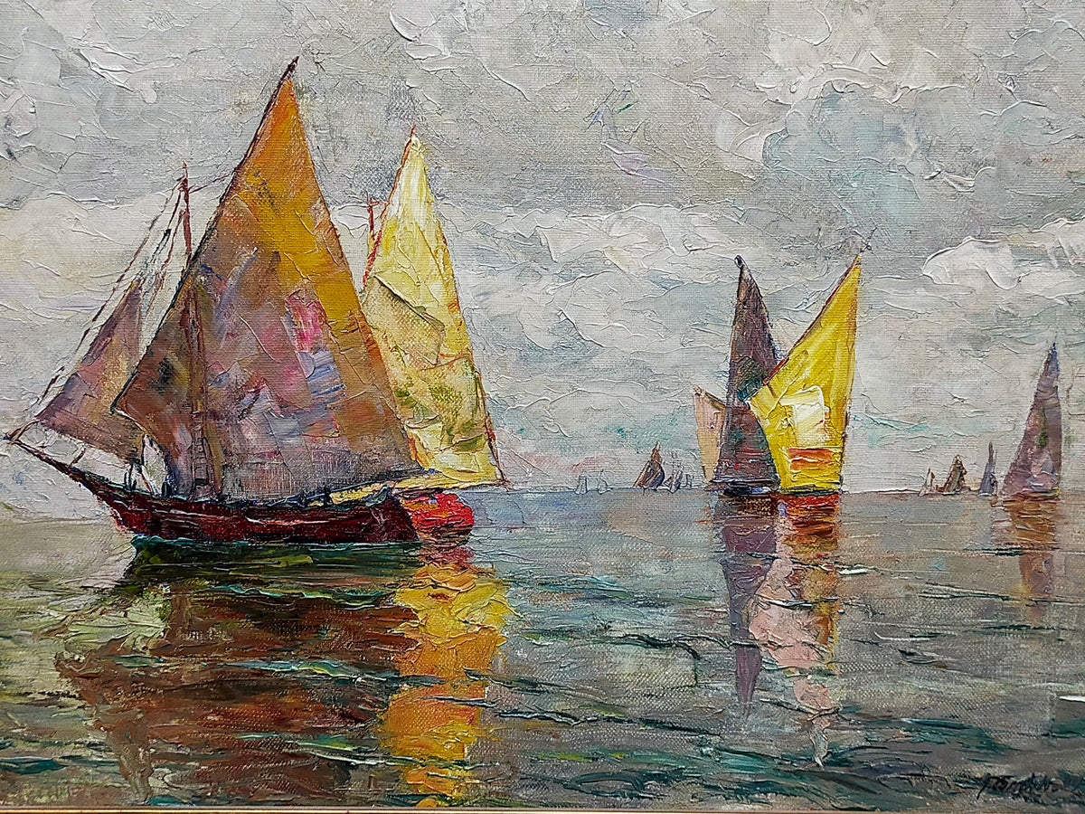 Eindrucksvolles Ölgemälde – Regatta mit Segelschiffen von Tandler 59
