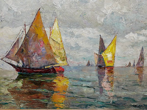 Eindrucksvolles Ölgemälde – Regatta mit Segelschiffen von Tandler 59