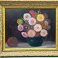 Deutsches Stillleben (XX) – Blumenstrauß in Vase mit Apfel – Öl auf Holz