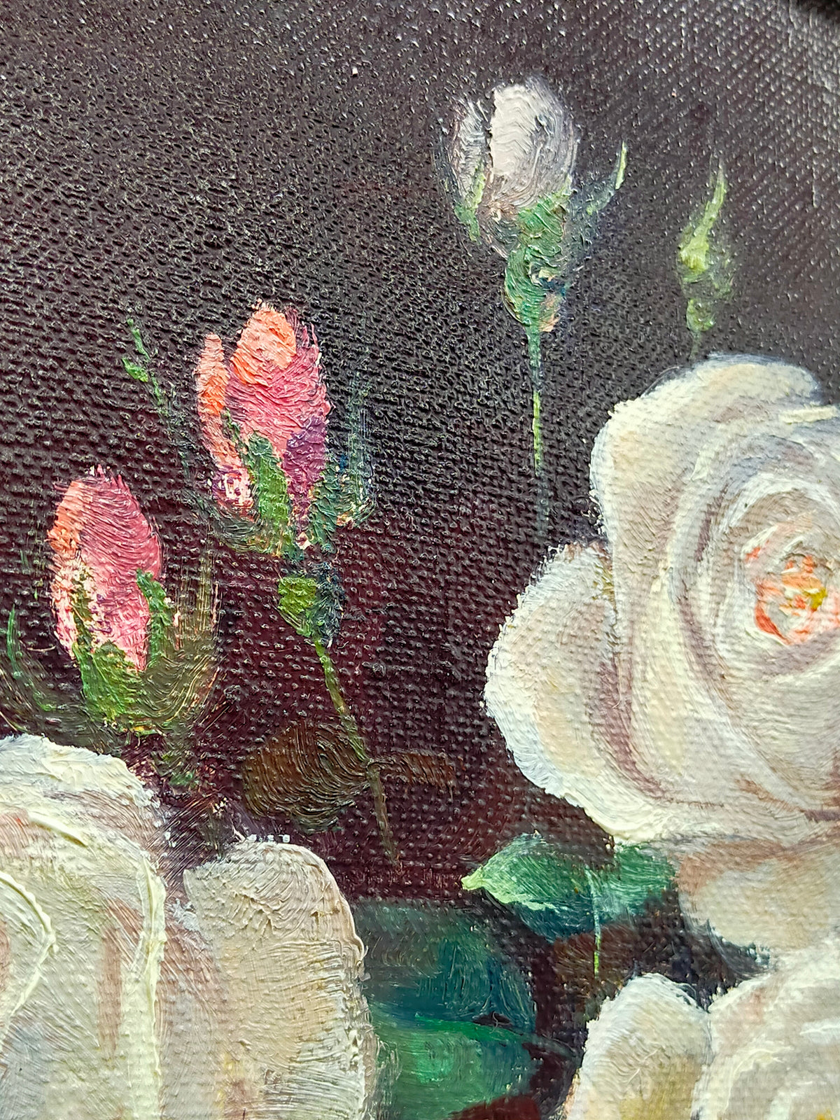 Ölgemälde Rosenstilleben – Gerahmtes Blumenbild Von H. Plück