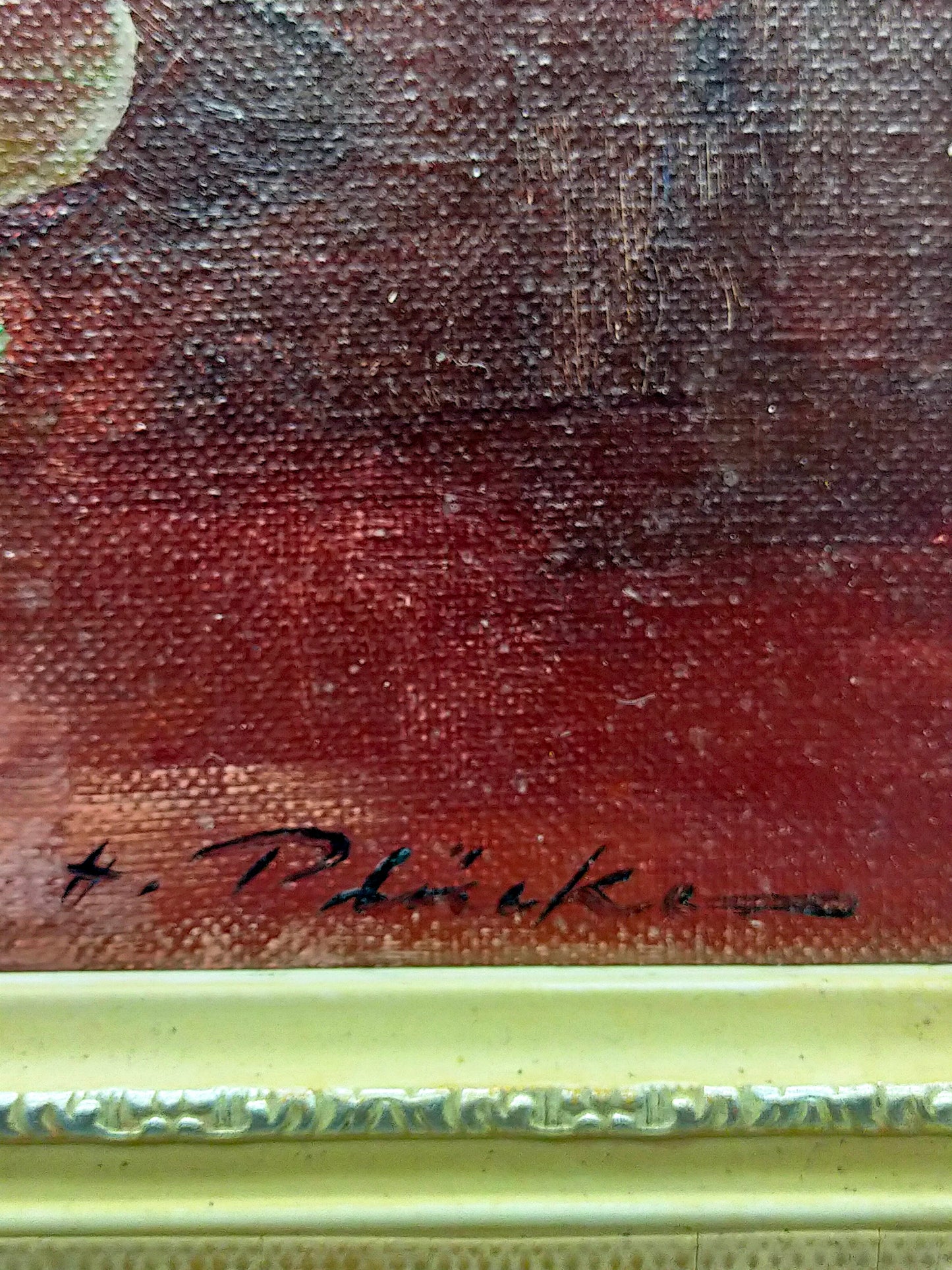 Ölgemälde Rosenstilleben – Gerahmtes Blumenbild Von H. Plück