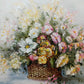 Elegantes Ölgemälde – Blumenstrauß in Korb von Zaliki