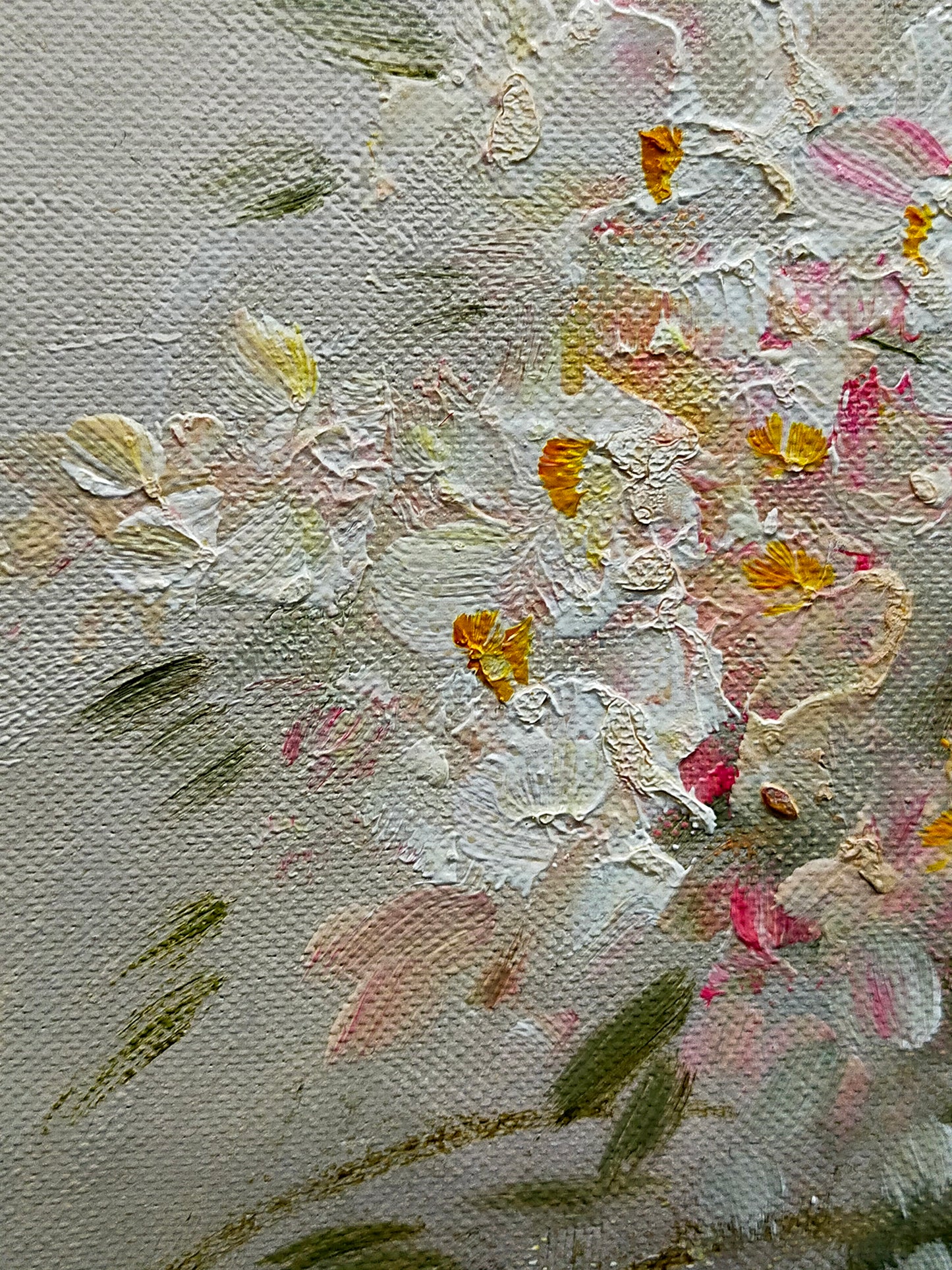 Elegantes Ölgemälde – Blumenstrauß in Korb von Zaliki