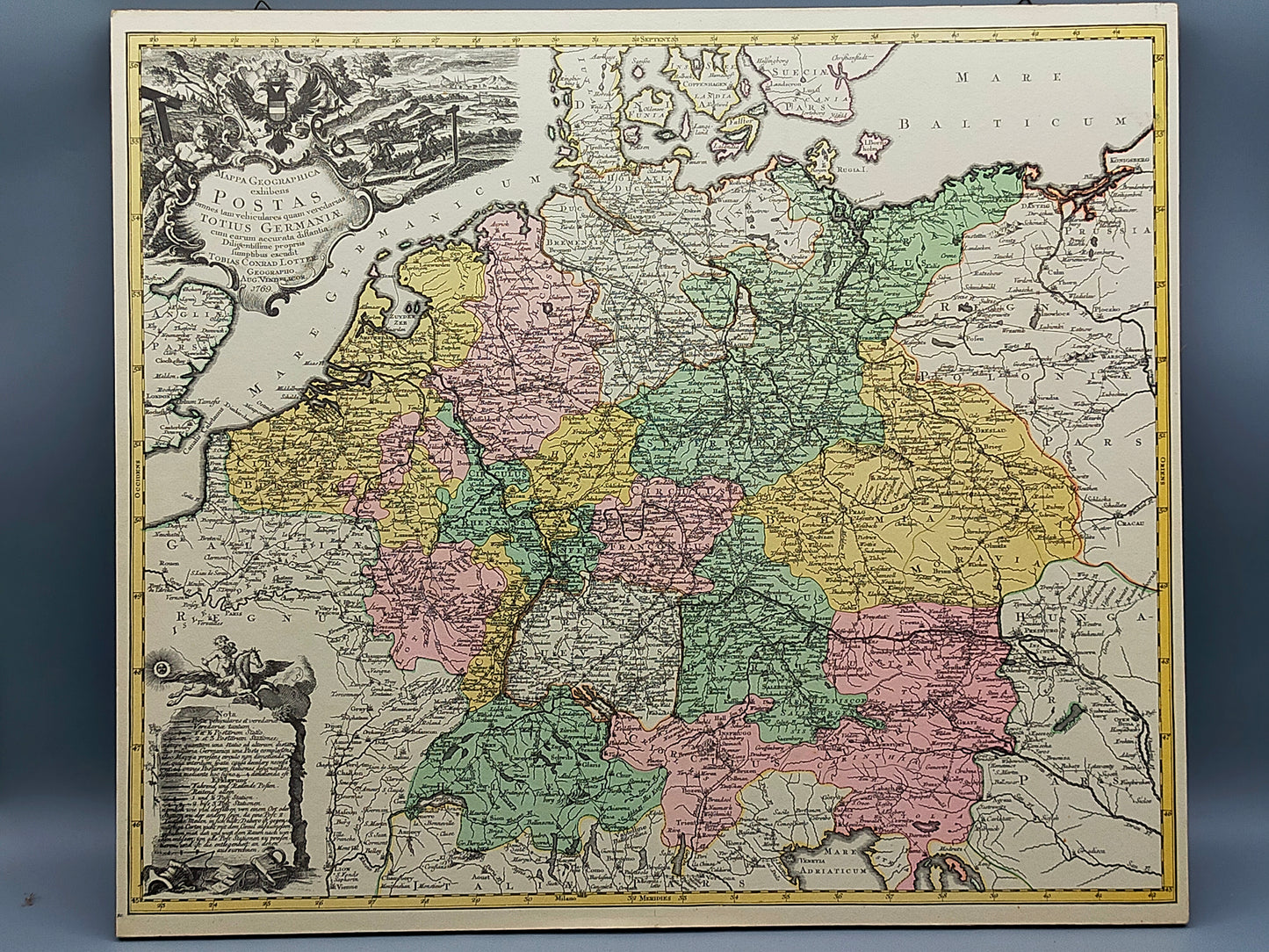 Historische Postkarte – Antike Deutschland Karte 1769