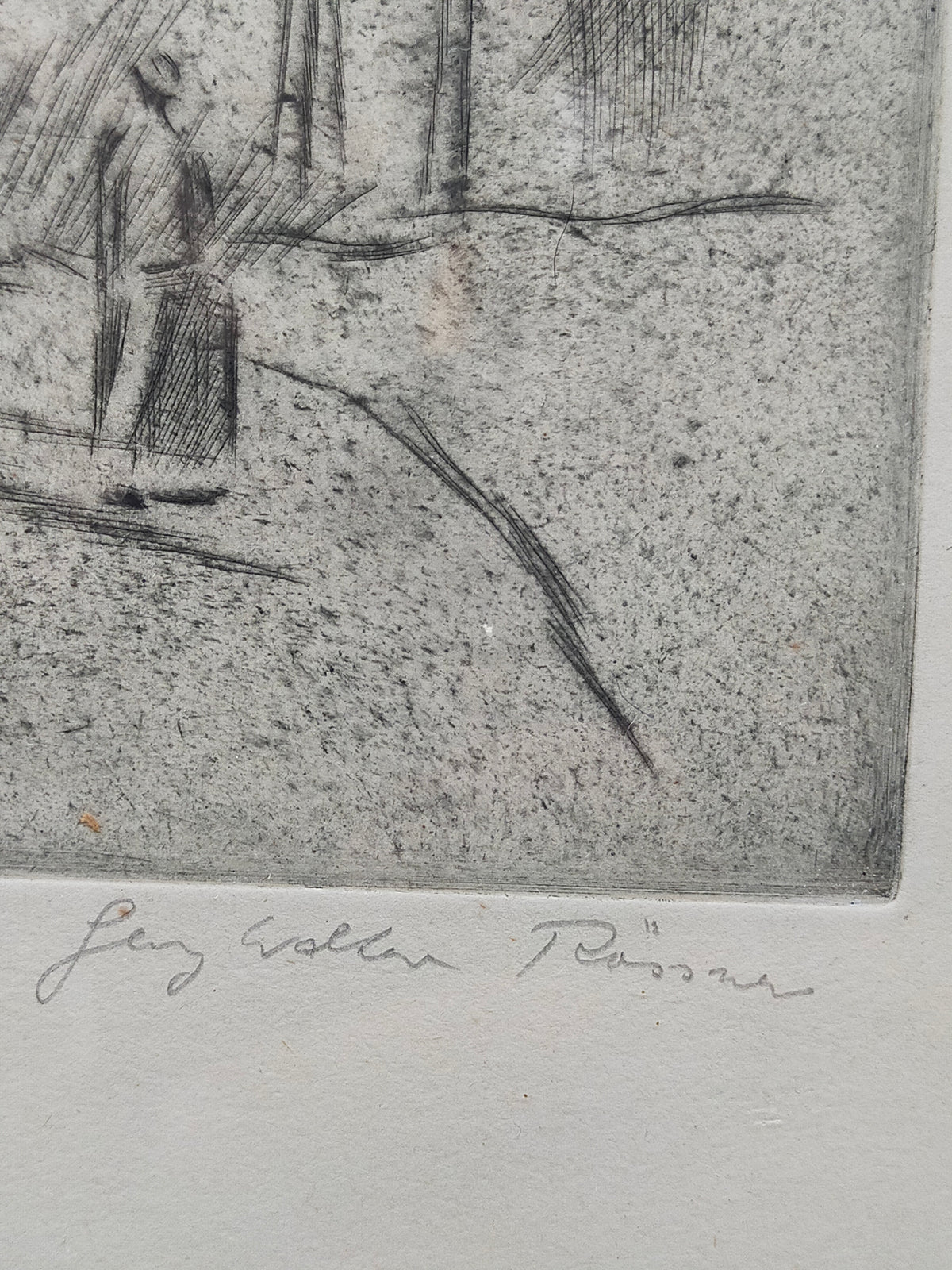 Georg Walter Rössner Frühlingslandschaft mit Spaziergängerin Radierung