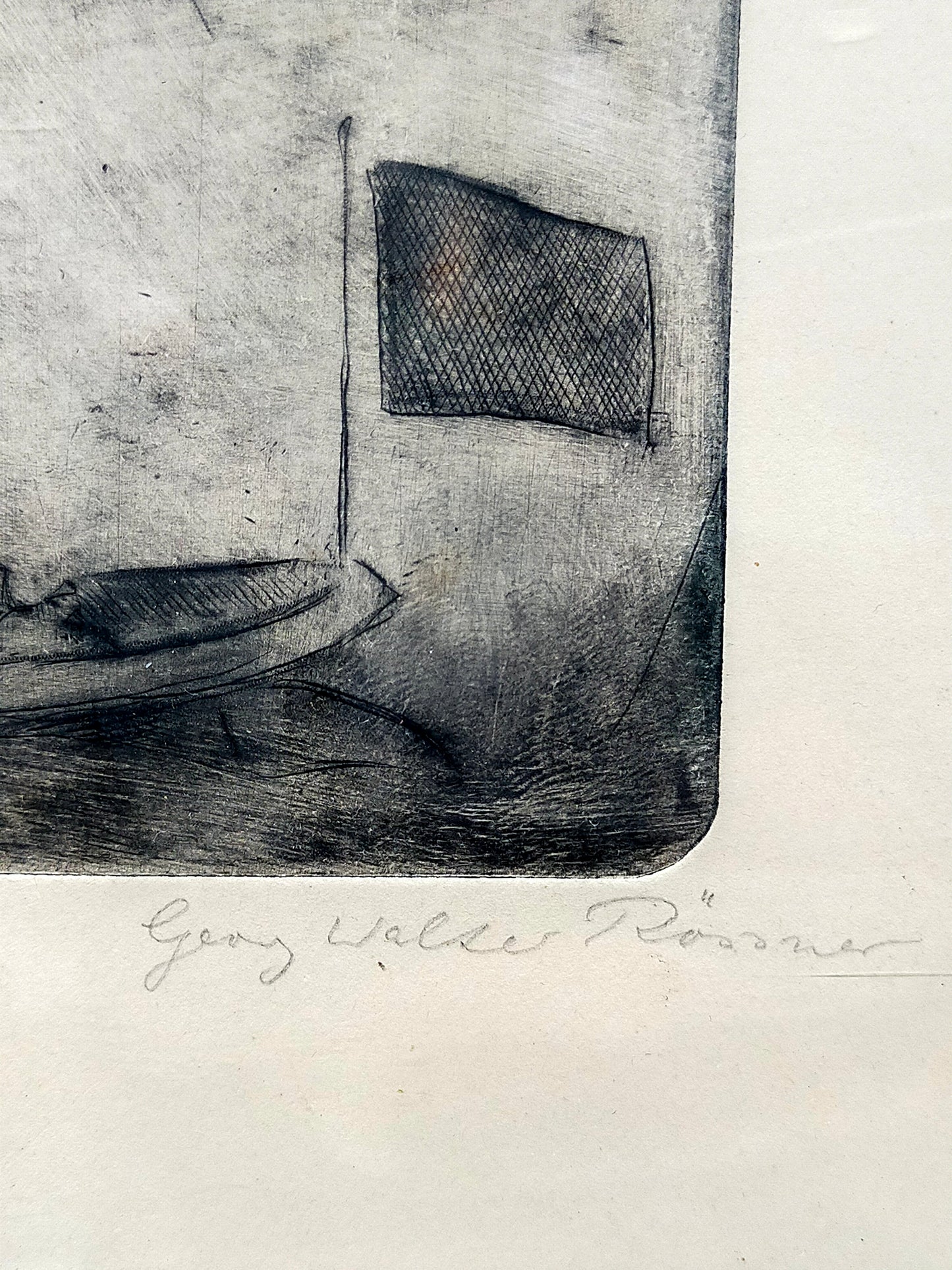 Original Radierung Georg Walter Rössner – Maritime Szene mit Boot