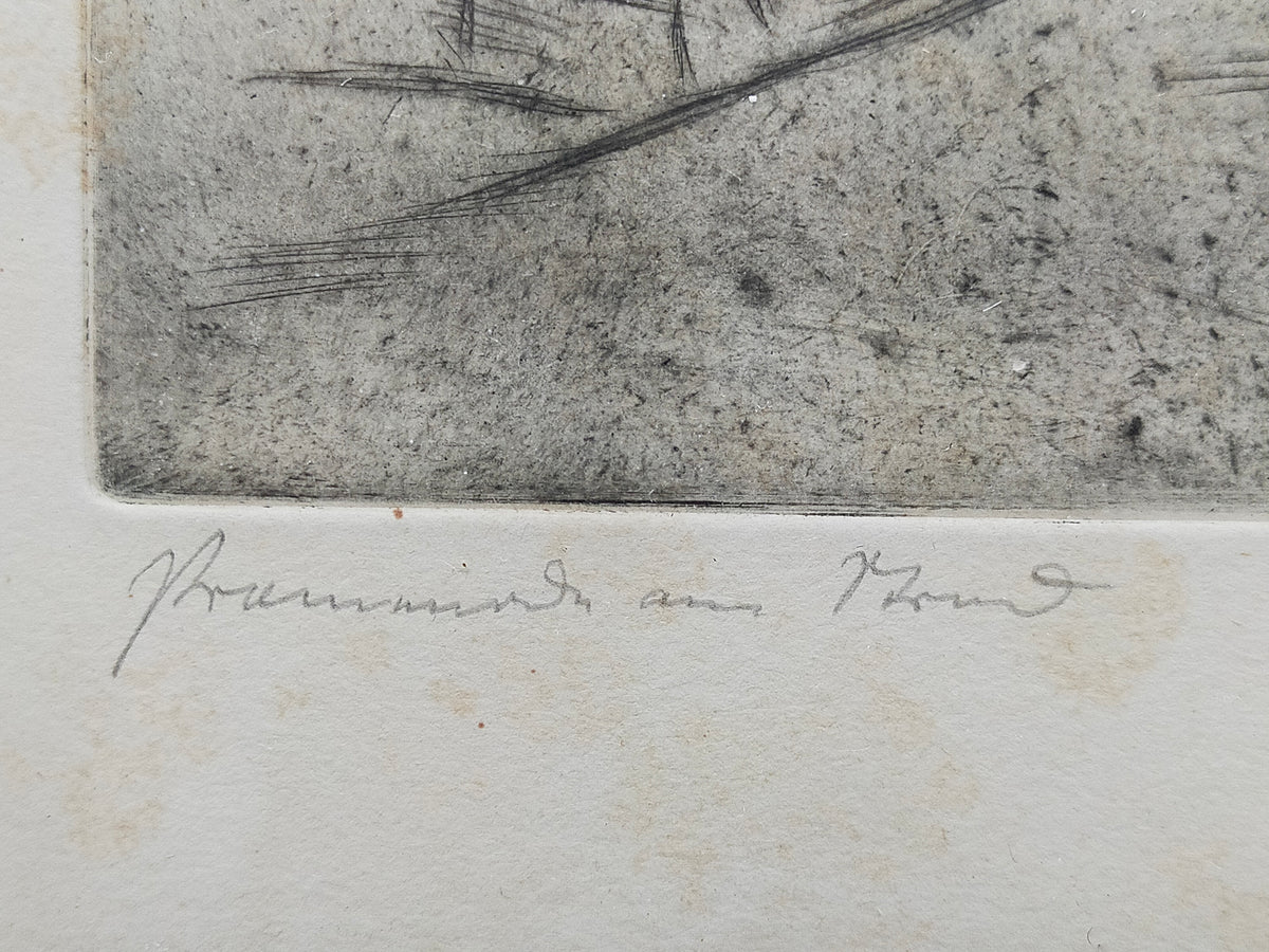 Originale Radierung – Georg Walter Rössner Promenieren am Strand