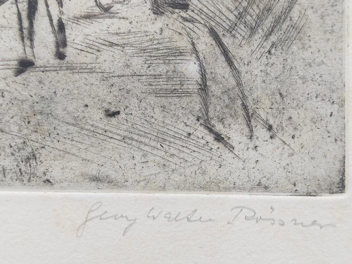 Originale Radierung – Georg Walter Rössner Promenieren am Strand