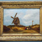 Öl Gemälde Windmühle Landschaft C. Mancolm 1850