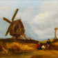 Öl Gemälde Windmühle Landschaft C. Mancolm 1850