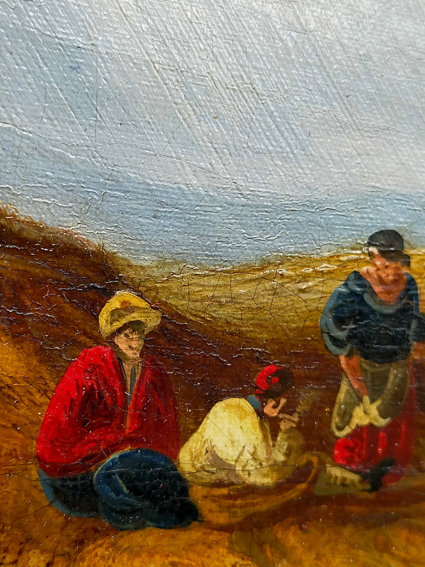 Öl Gemälde Windmühle Landschaft C. Mancolm 1850