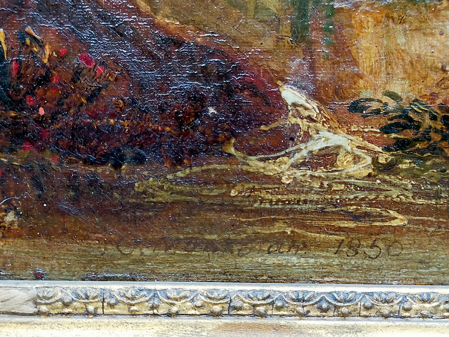 Öl Gemälde Windmühle Landschaft C. Mancolm 1850