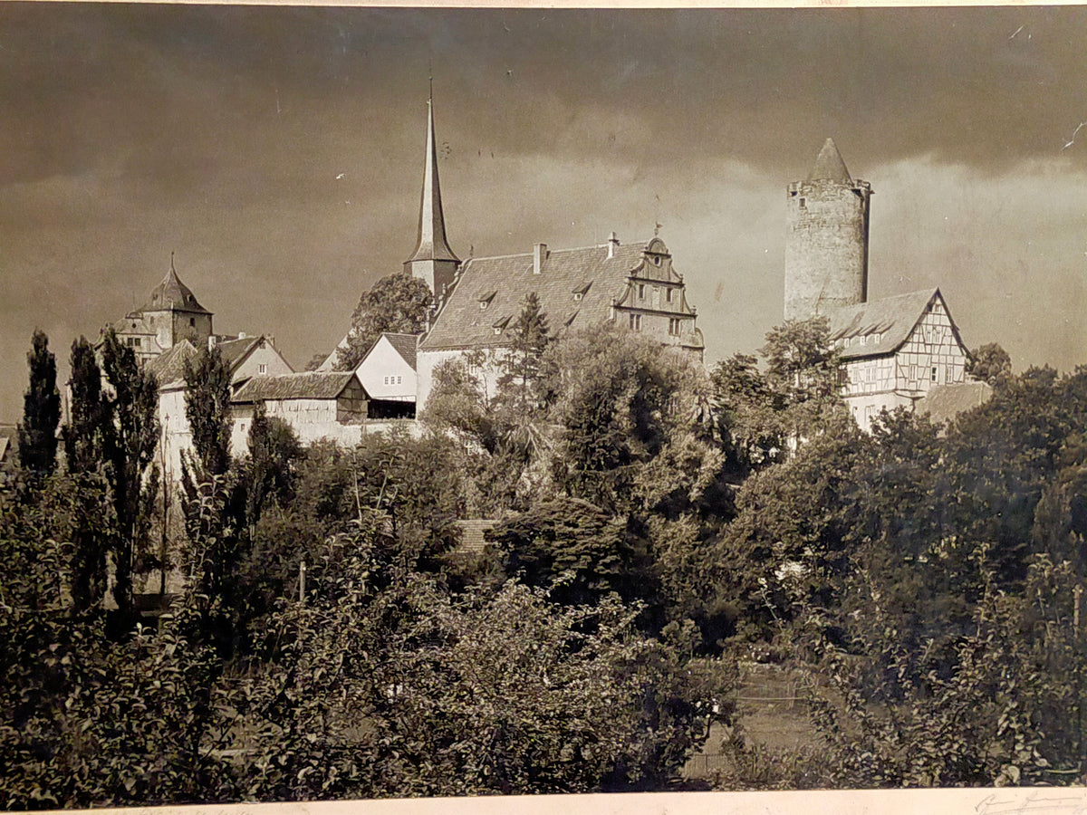 Deutsche Schule (XX) – Im Stadtpark – Schwanenszene mit Bäumen