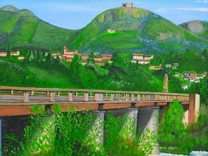 Spanische Schule (XX) – Landschaft mit Brücke und Burg