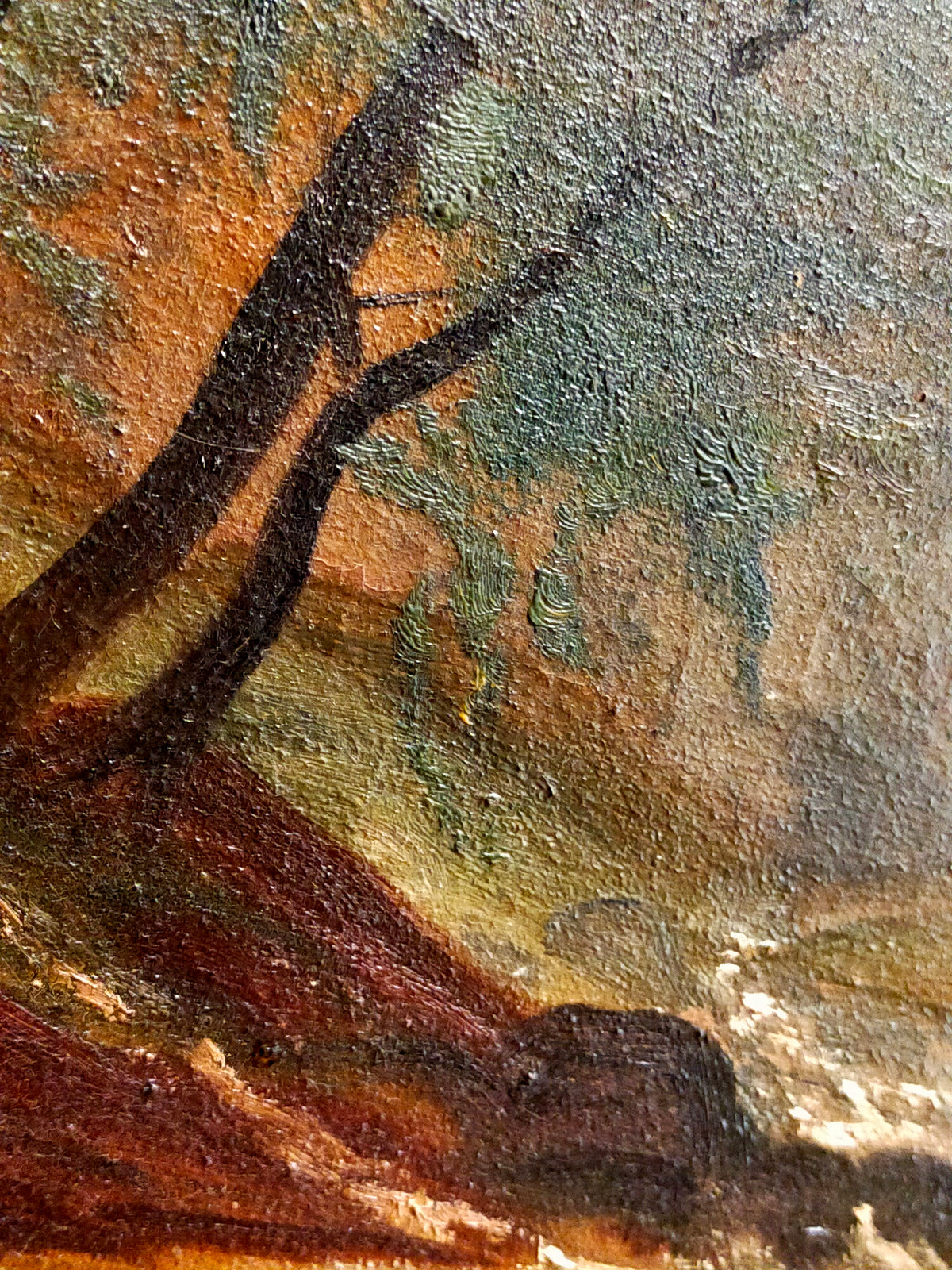 H. Godzews Ölgemälde – Romantische Waldlandschaft mit Bachlauf