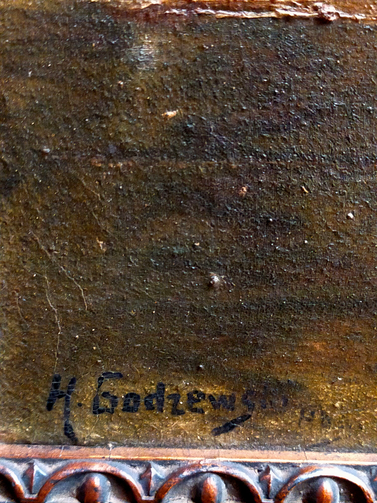 H. Godzews Ölgemälde – Romantische Waldlandschaft mit Bachlauf