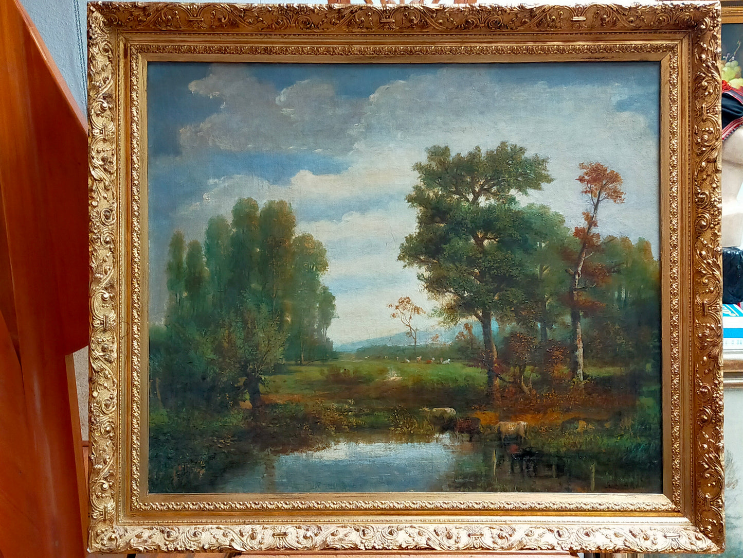 A. Bastien- Ölgemälde Landschaft – Öl auf Leinwand gerahmt