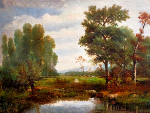 A. Bastien- Ölgemälde Landschaft – Öl auf Leinwand gerahmt