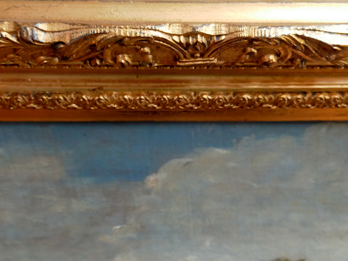 A. Bastien- Ölgemälde Landschaft – Öl auf Leinwand gerahmt