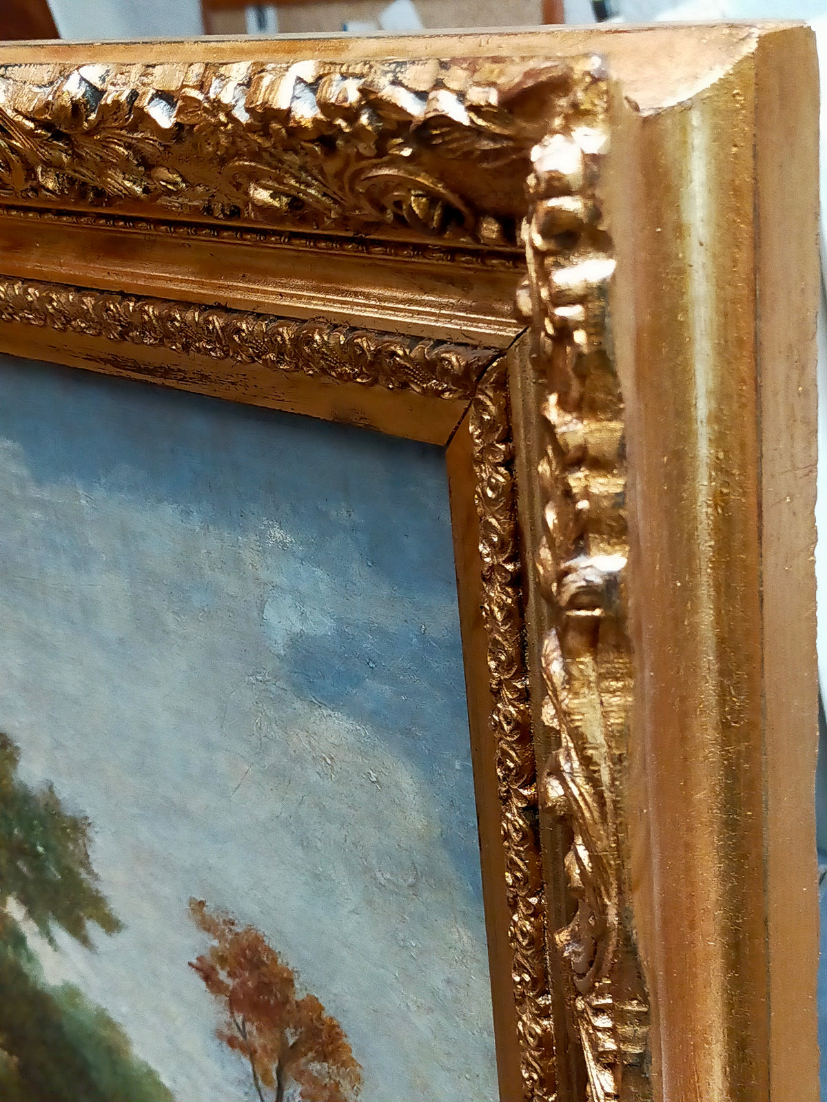 A. Bastien- Ölgemälde Landschaft – Öl auf Leinwand gerahmt