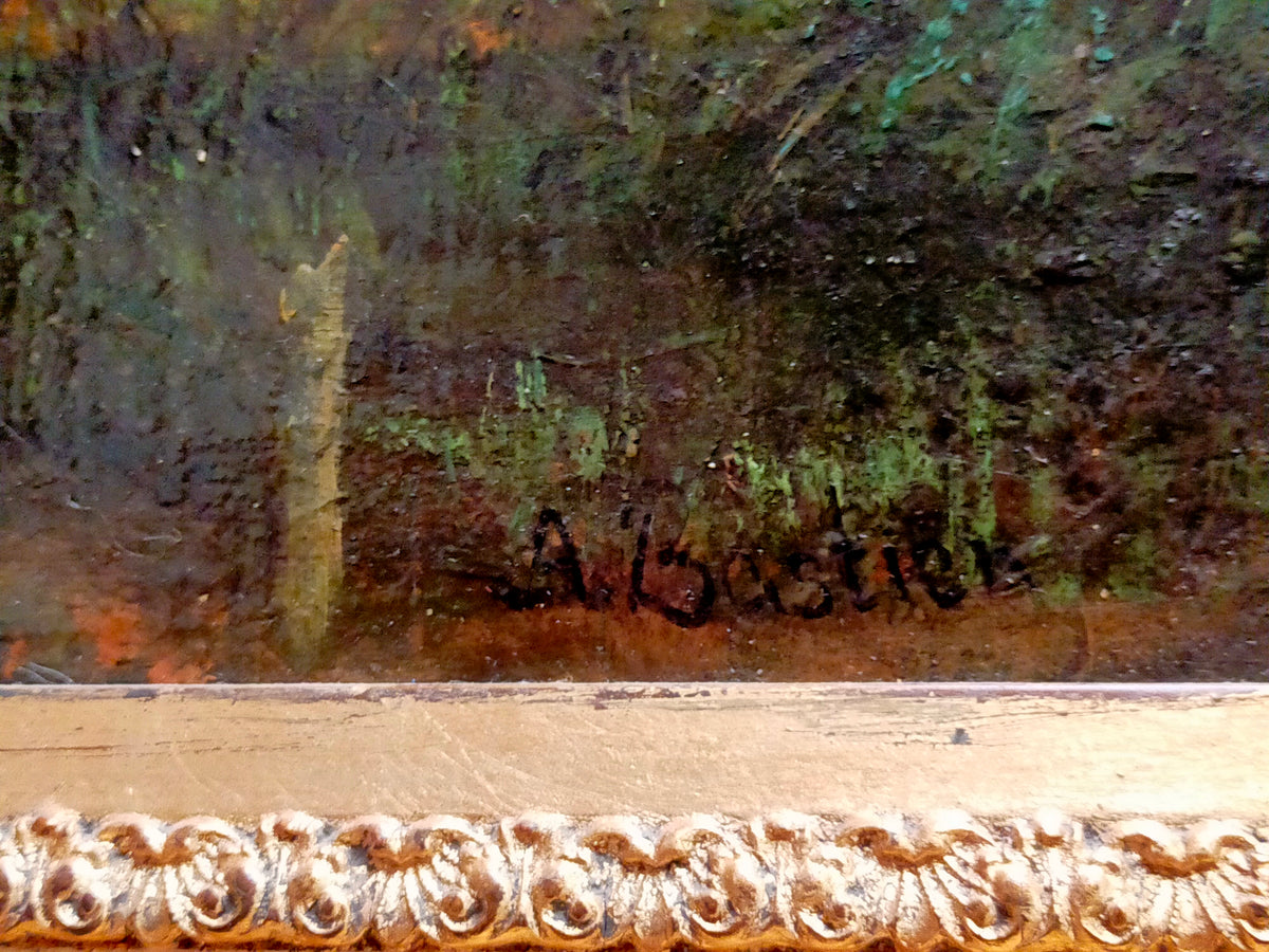 A. Bastien- Ölgemälde Landschaft – Öl auf Leinwand gerahmt