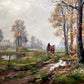 Ölgemälde Landschaft – Herunterziehende Herbststimmung mit Reiter