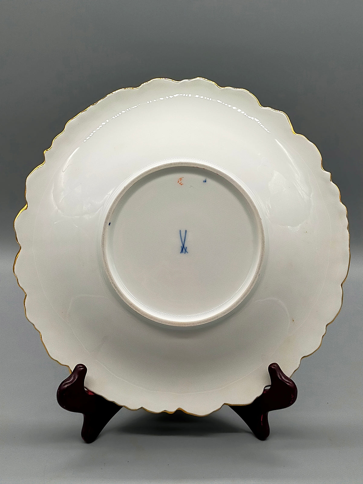 Ehemalige Meissen Porzellan Teller – Handbemalt Gold Kobaltblau