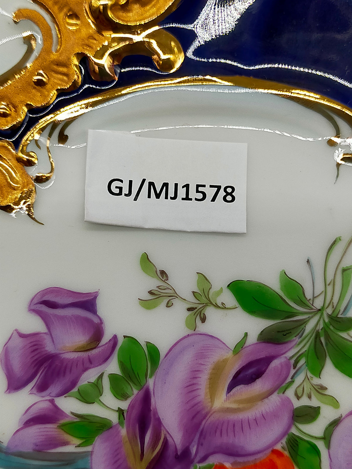 Ehemalige Meissen Porzellan Teller – Handbemalt Gold Kobaltblau