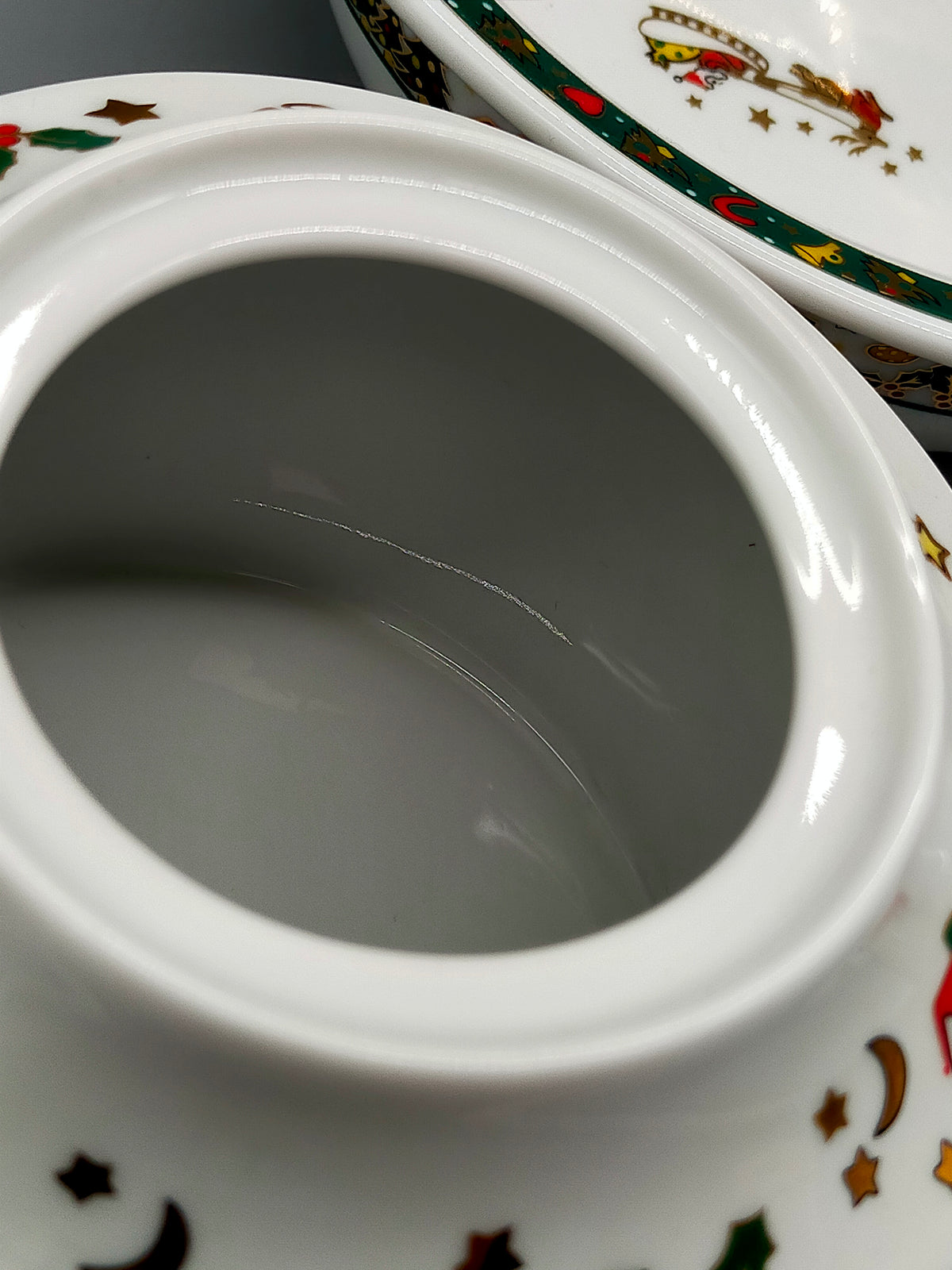 3-teiliges Porzellan Weihnachtsservice – Kanne & Schalen mit Dekor
