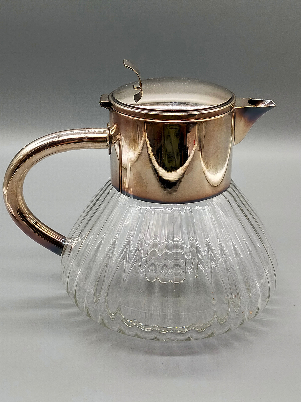 Edle Glaskanne mit Versilberter Montierung & Siebeinsatz – Tee-/Kaffeekanne