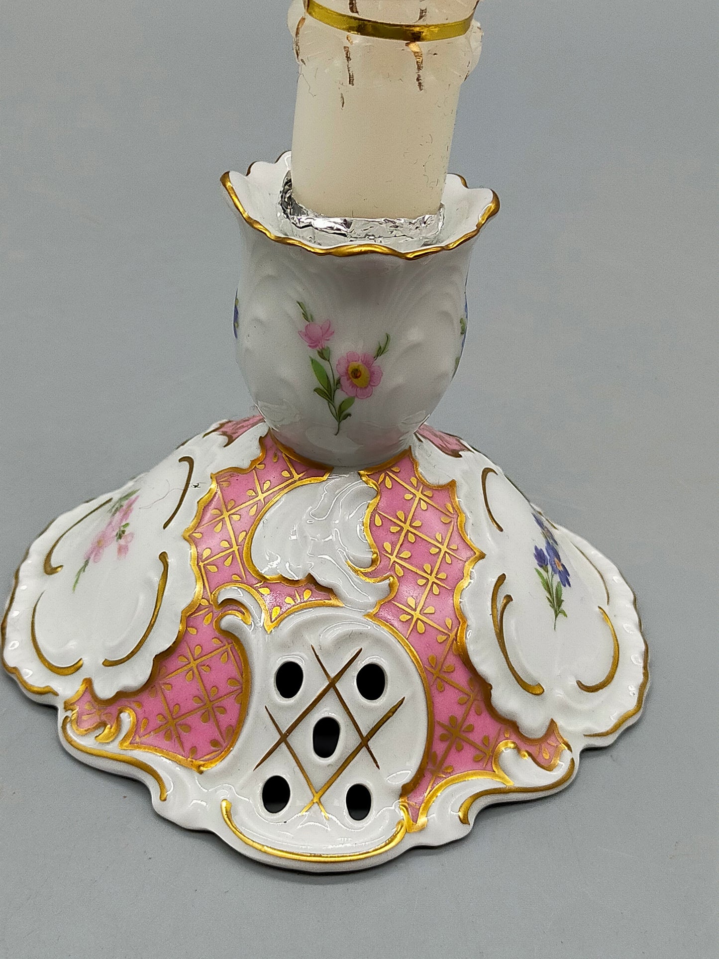 Elegante Lindner Kerzenleuchter – Dresdner Dekor Prinzess Rosé