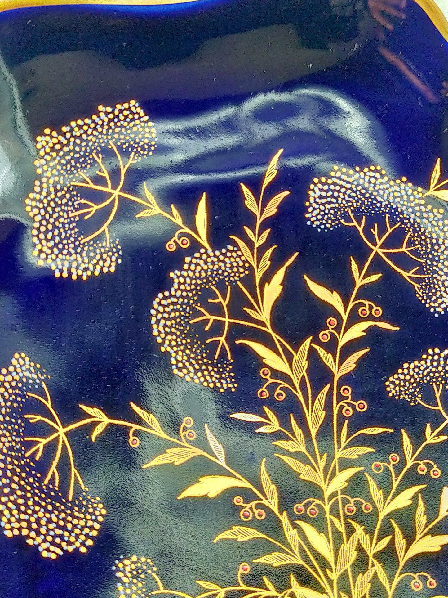 Echtes Weimar Kobalt Porzellan Schale Goldstaffage