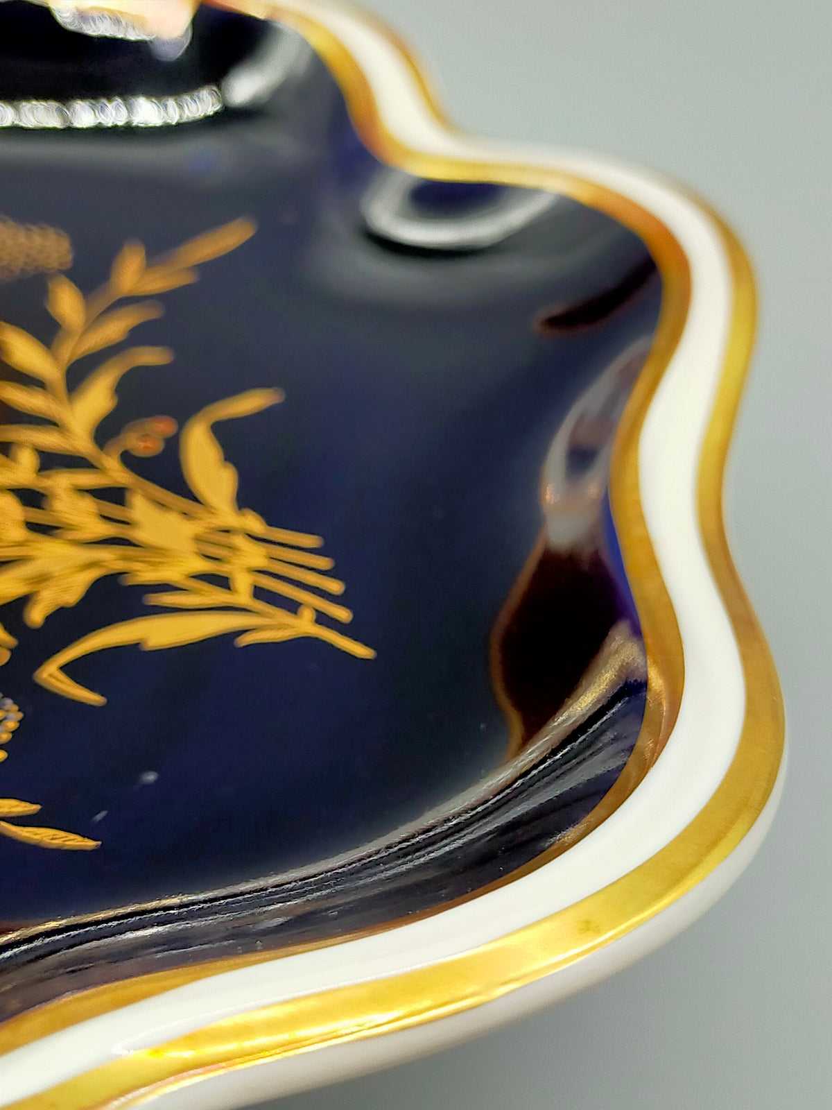 Echtes Weimar Kobalt Porzellan Schale Goldstaffage