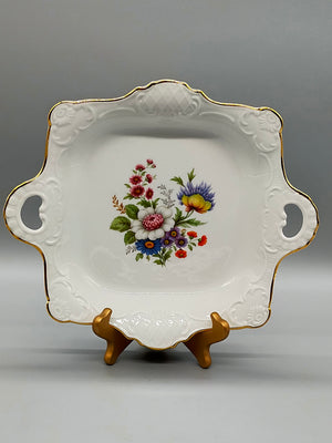 Gerold Porzellan Anrichteschale – Blumenbukett & Goldrand