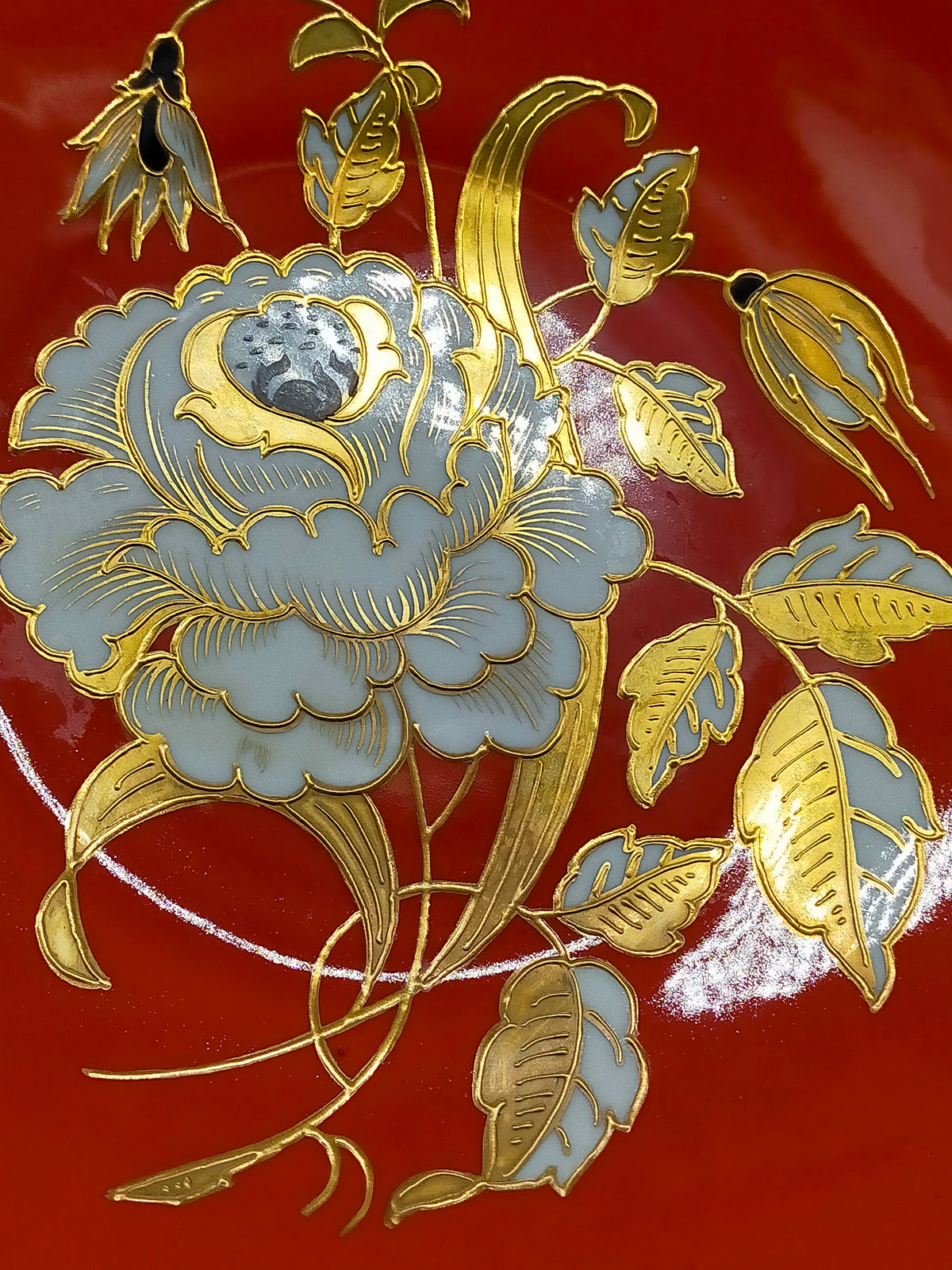 Wandteller Porzellan Wallendorf Goldrelief Handgemalt Blumen
