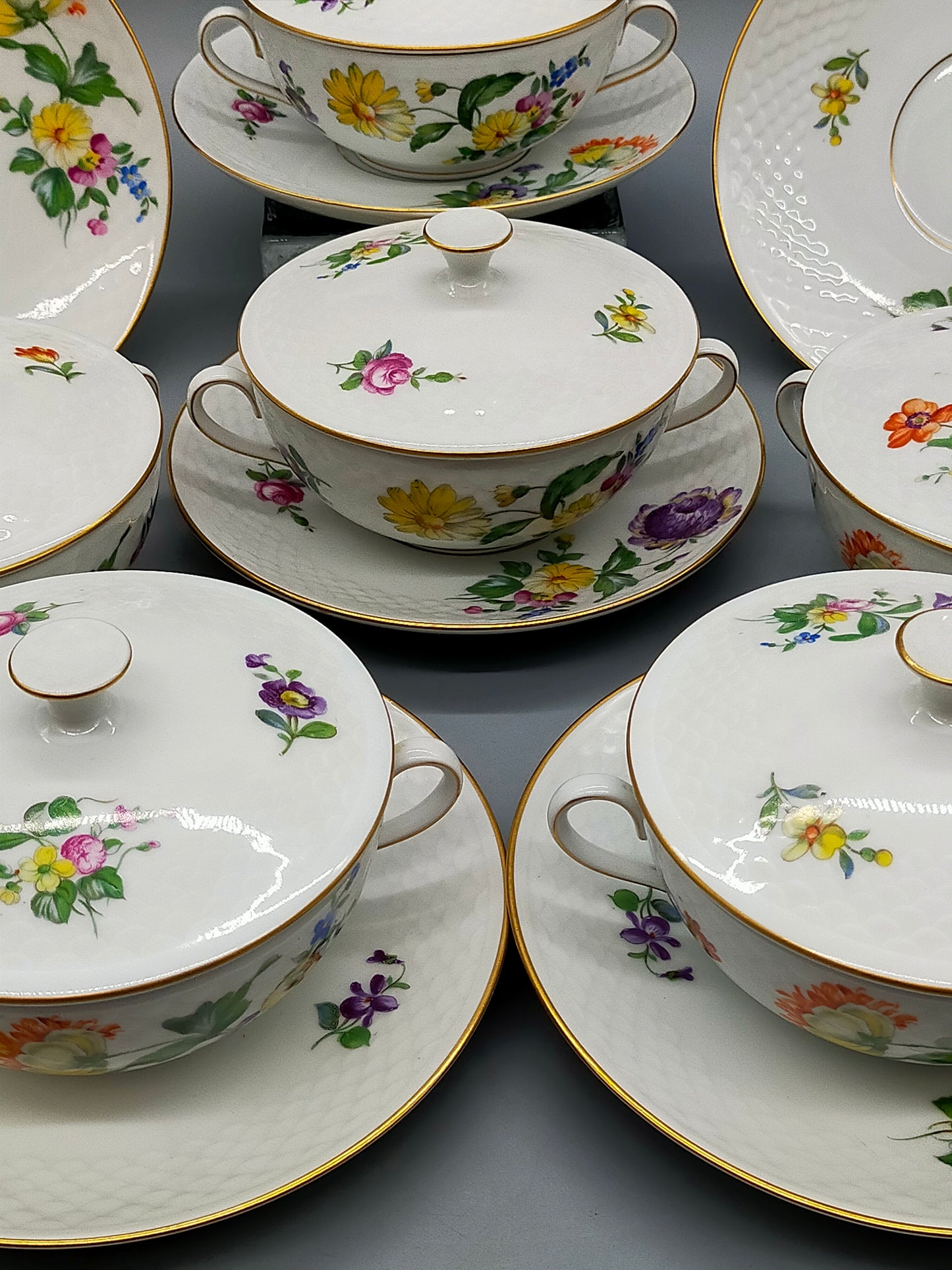 Elegante Bing & Grøndahl Suppentassen – Handbemaltes Porzellan Set
