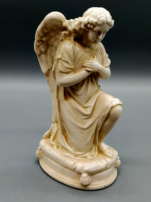 Antiker Porzellan Engel – Handbemalte Skulptur Figur