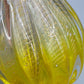 Elegante Murano Glasvase – Gelb Mit Goldflitter Und Wellenrand