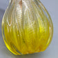 Elegante Murano Glasvase – Gelb Mit Goldflitter Und Wellenrand