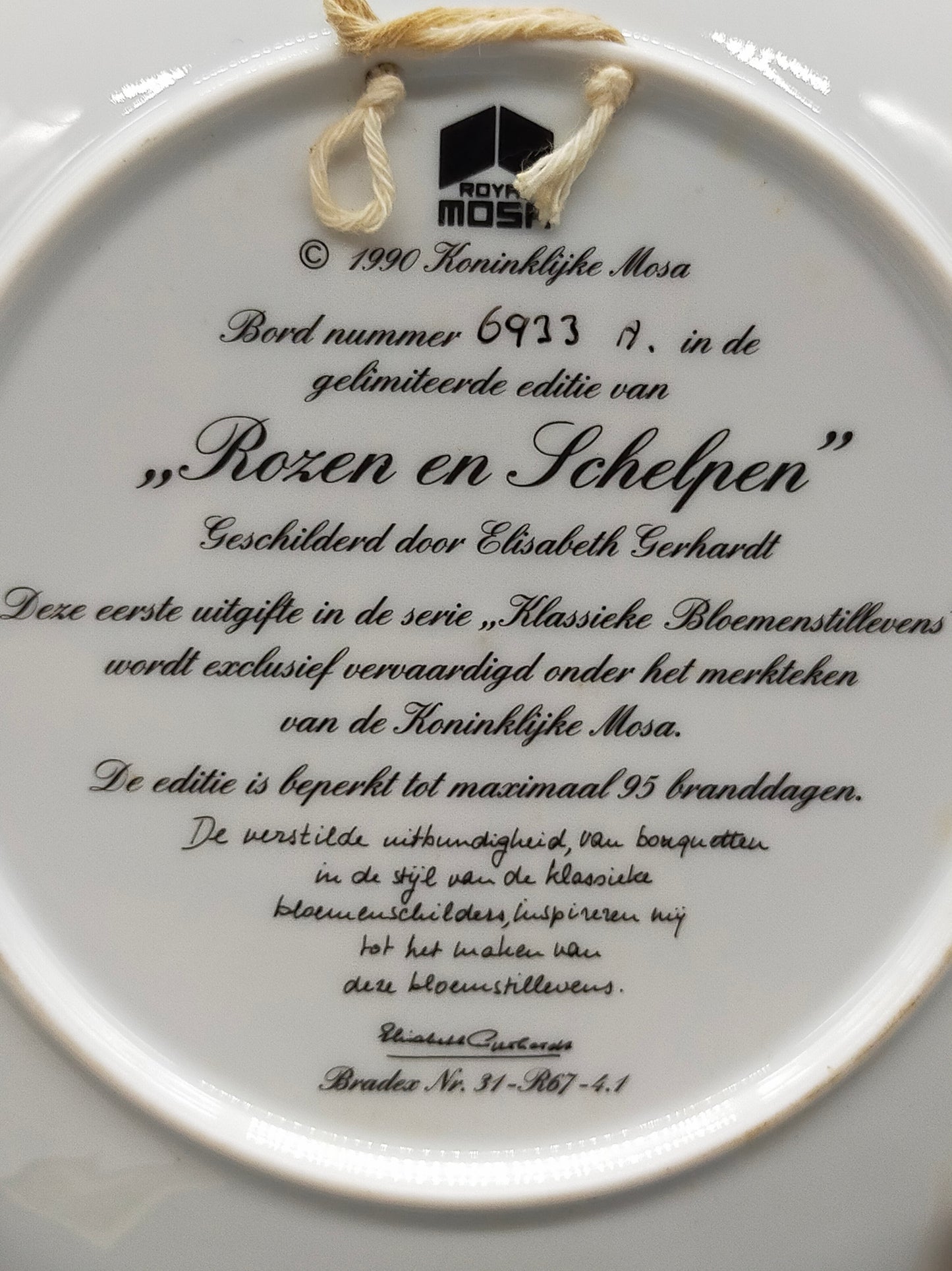 Porzellan MOSA Sierteller Rozen en Schelpen Elisabeth Gerhardt