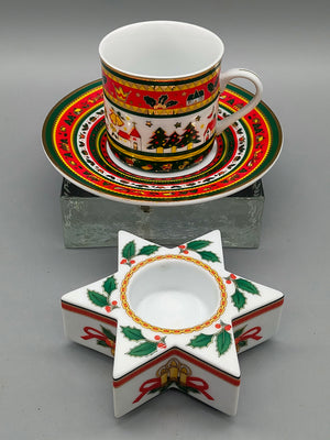 Weihnachtskerzenhalter & Tasse mit Untertasse Hutschenreuther-Ahorn