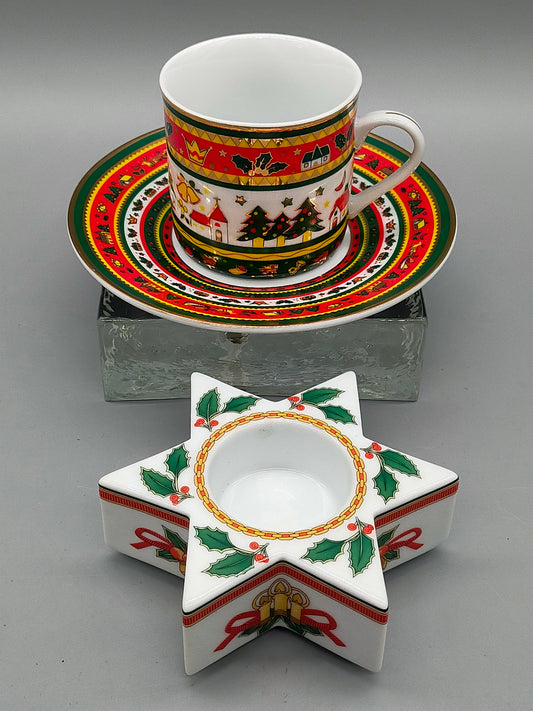 Weihnachtskerzenhalter & Tasse mit Untertasse Hutschenreuther-Ahorn