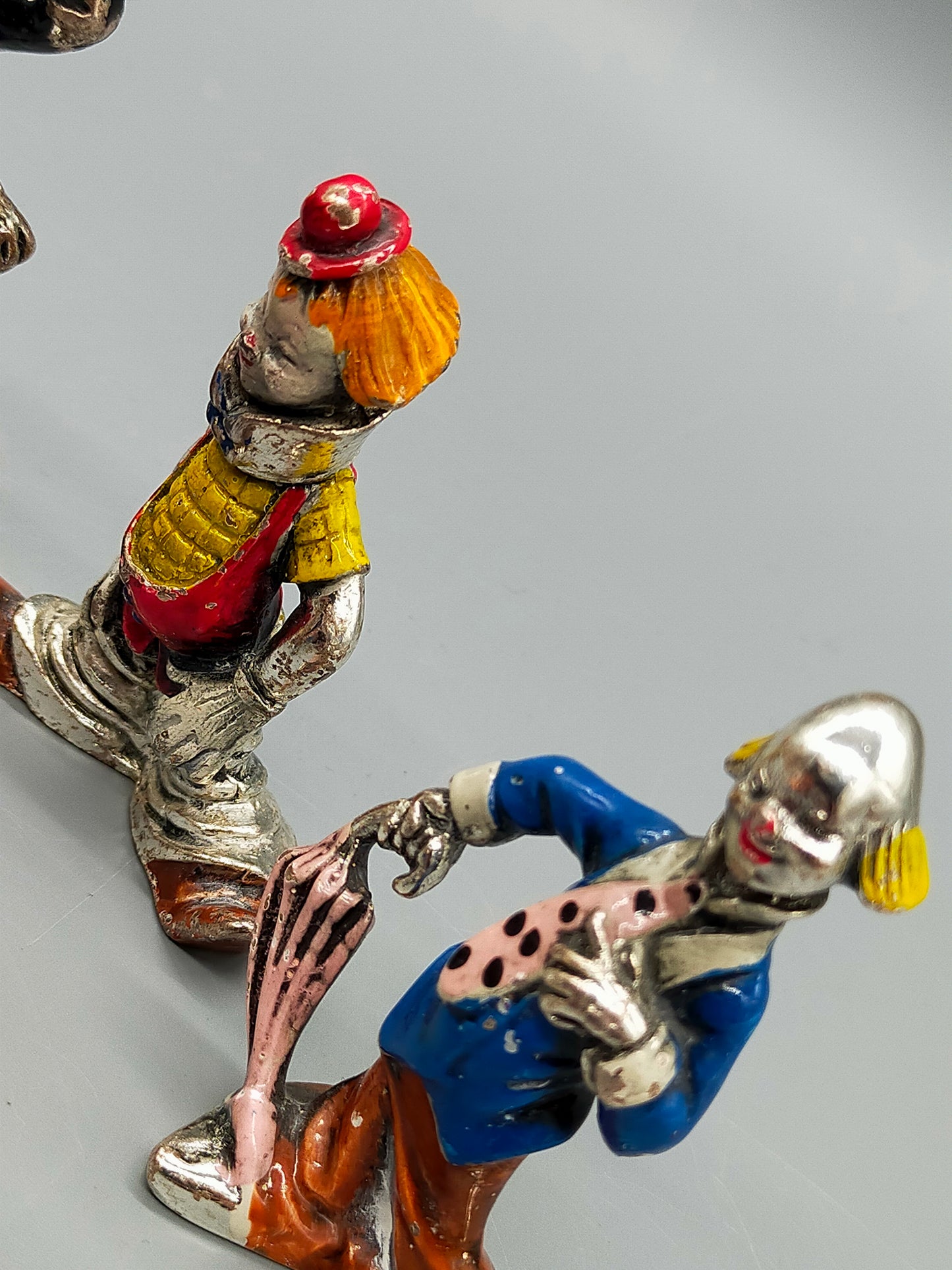 6er Set Antike Clown Figuren – Handbemalte Metall Aus Italy