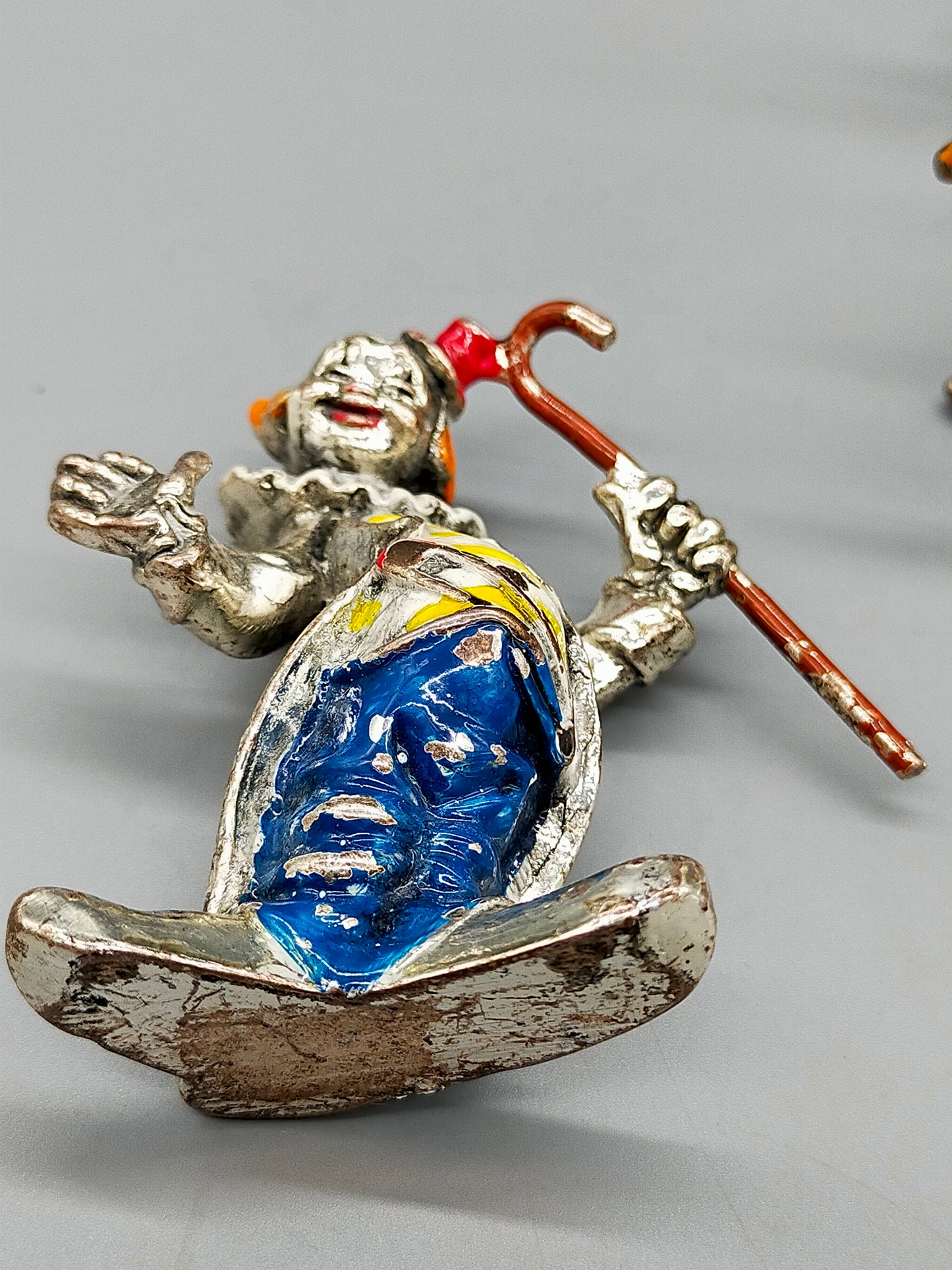 6er Set Antike Clown Figuren – Handbemalte Metall Aus Italy